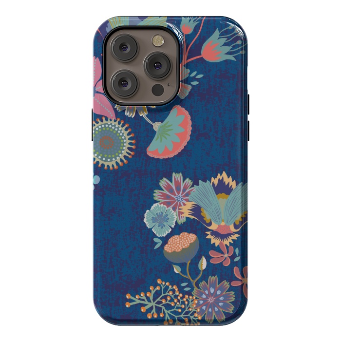 iPhone 14 Pro max StrongFit Blue chinz florals by Nina Leth