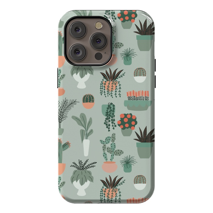 iPhone 14 Pro max StrongFit Houseplants pattern 01 by Jelena Obradovic