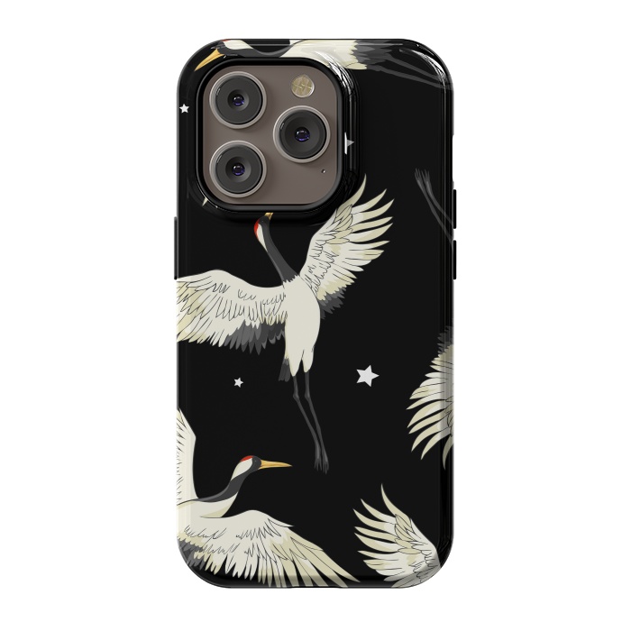 iPhone 14 Pro StrongFit black white birds by haroulita