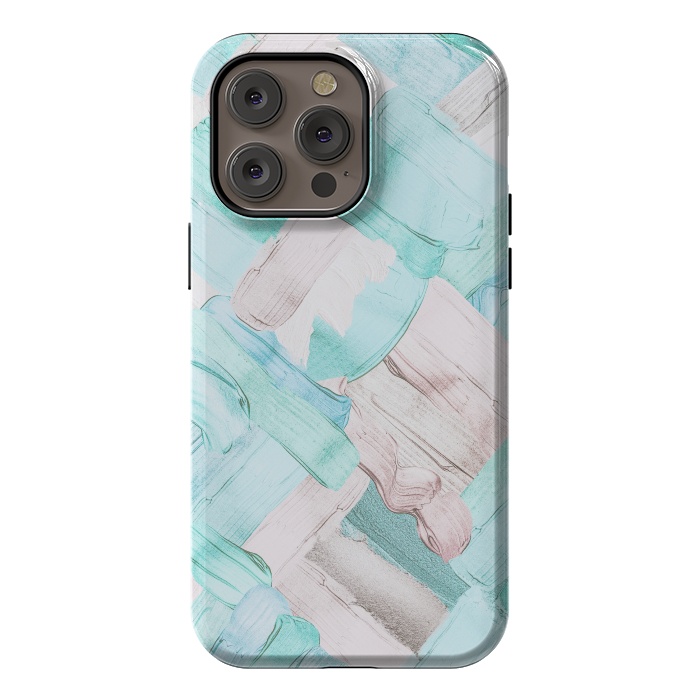 iPhone 14 Pro max StrongFit Blush Teal Acrylic Thick Brush Strokes Pattenr by  Utart