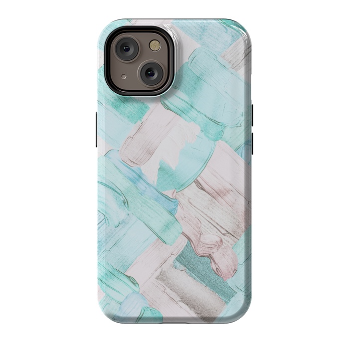 iPhone 14 StrongFit Blush Teal Acrylic Thick Brush Strokes Pattenr by  Utart