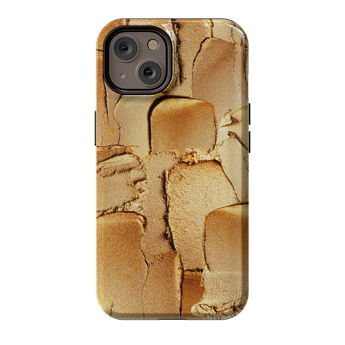 iPhone 14 StrongFit Faux Gold Acrylic Brush Strokes by  Utart