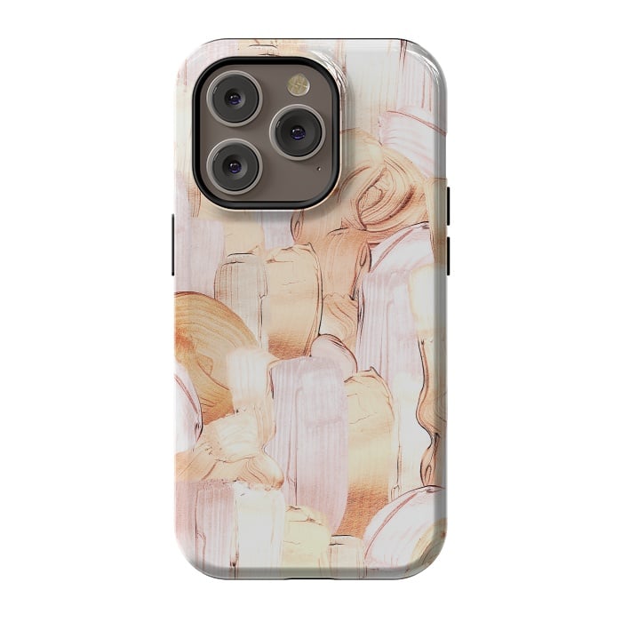 iPhone 14 Pro StrongFit Blush Faux Gold Copper Acrylic Brush Strokes by  Utart
