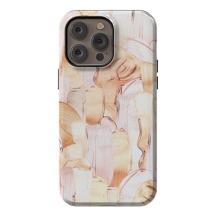 iPhone 14 Pro max StrongFit Blush Faux Gold Copper Acrylic Brush Strokes by  Utart