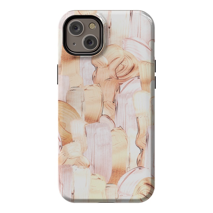 iPhone 14 Plus StrongFit Blush Faux Gold Copper Acrylic Brush Strokes by  Utart