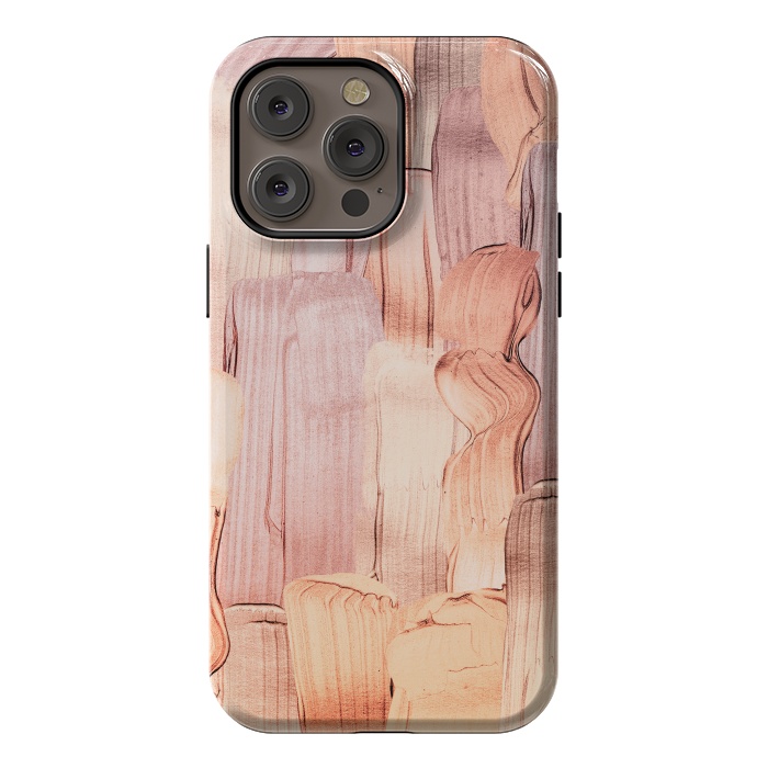 iPhone 14 Pro max StrongFit Copper Blush Gold  Acrylic Brush Strokes by  Utart