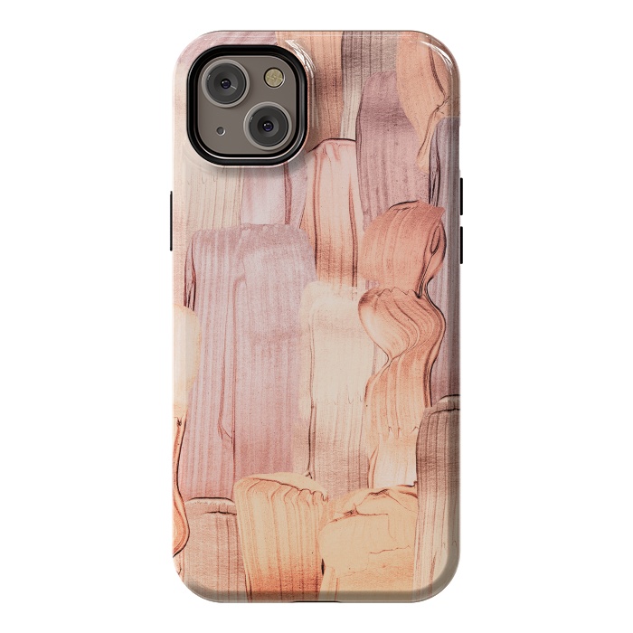 iPhone 14 Plus StrongFit Copper Blush Gold  Acrylic Brush Strokes by  Utart