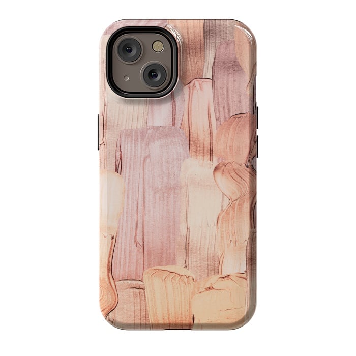 iPhone 14 StrongFit Copper Blush Gold  Acrylic Brush Strokes by  Utart