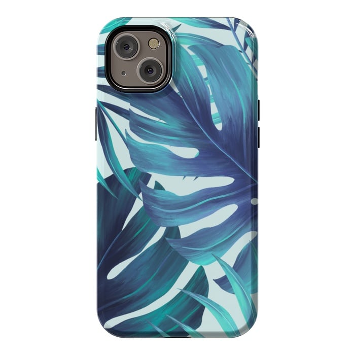 iPhone 14 Plus StrongFit blue Fern leaves by haroulita