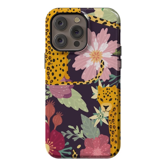 iPhone 14 Pro max StrongFit floral leopard by haroulita