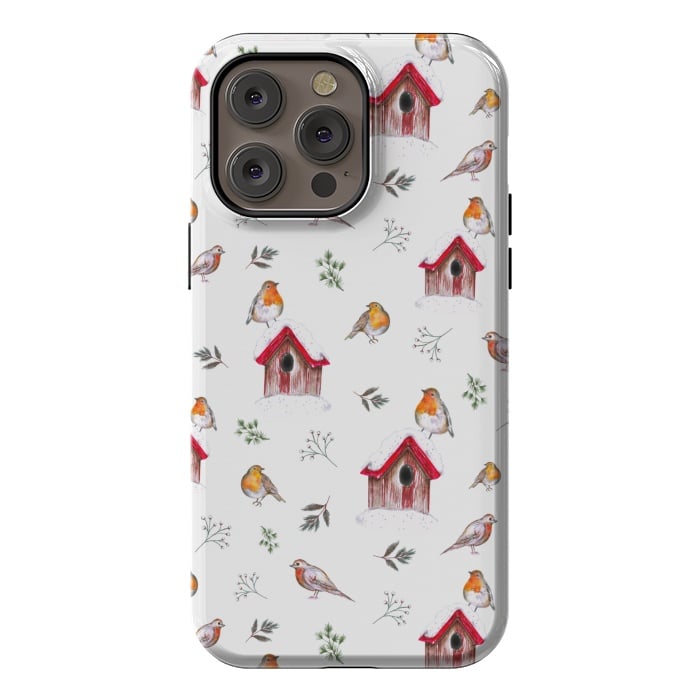 iPhone 14 Pro max StrongFit Cute Winter Robins by Negin Mf