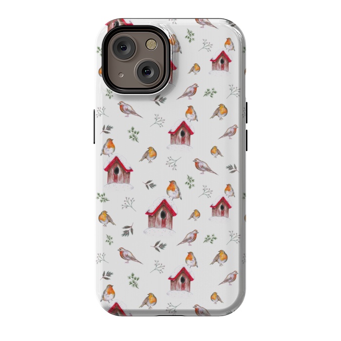 iPhone 14 StrongFit Cute Winter Robins by Negin Mf