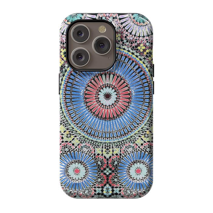 iPhone 14 Pro StrongFit Colorful Moroccan inspired mosaic tiles by Oana 