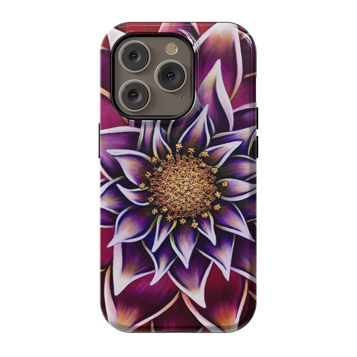 iPhone 14 Pro StrongFit Gilded Dahlia by Denise Cassidy Wood