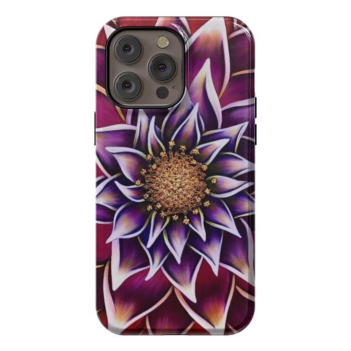 iPhone 14 Pro max StrongFit Gilded Dahlia by Denise Cassidy Wood