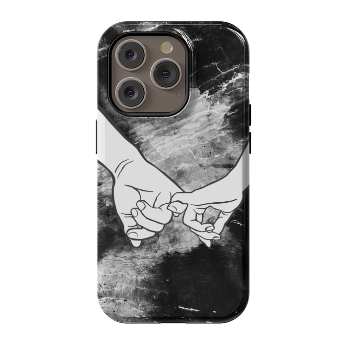 iPhone 14 Pro StrongFit Couple holding hands dark marble by Oana 