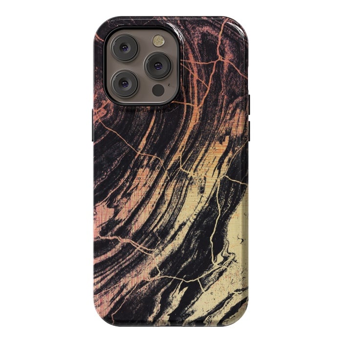 iPhone 14 Pro max StrongFit Gold marble brush strokes by Oana 