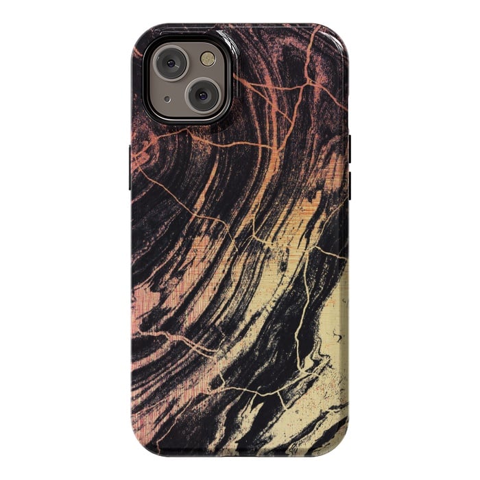 iPhone 14 Plus StrongFit Gold marble brush strokes by Oana 