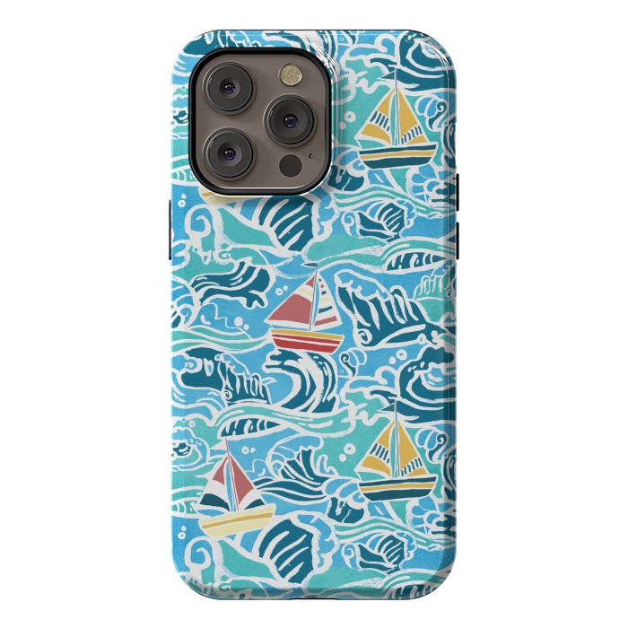 iPhone 14 Pro max StrongFit Sailboats & Waves by Tangerine-Tane