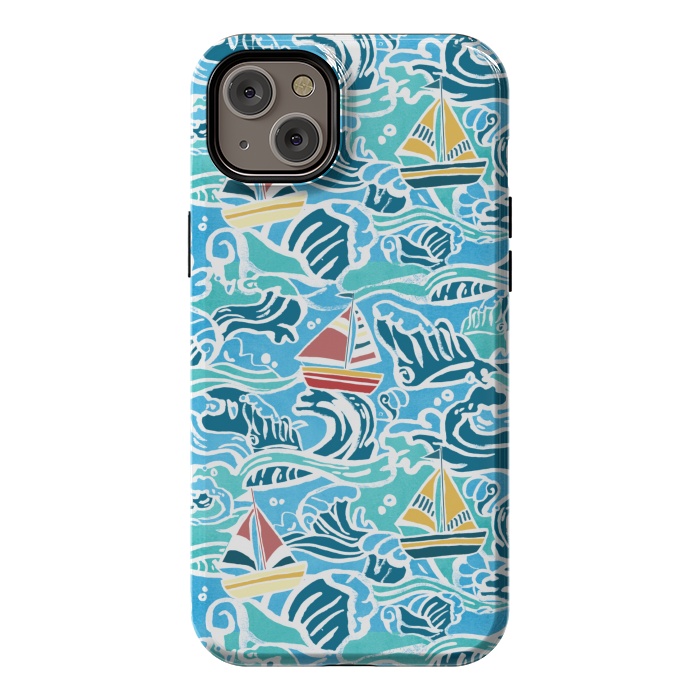 iPhone 14 Plus StrongFit Sailboats & Waves by Tangerine-Tane