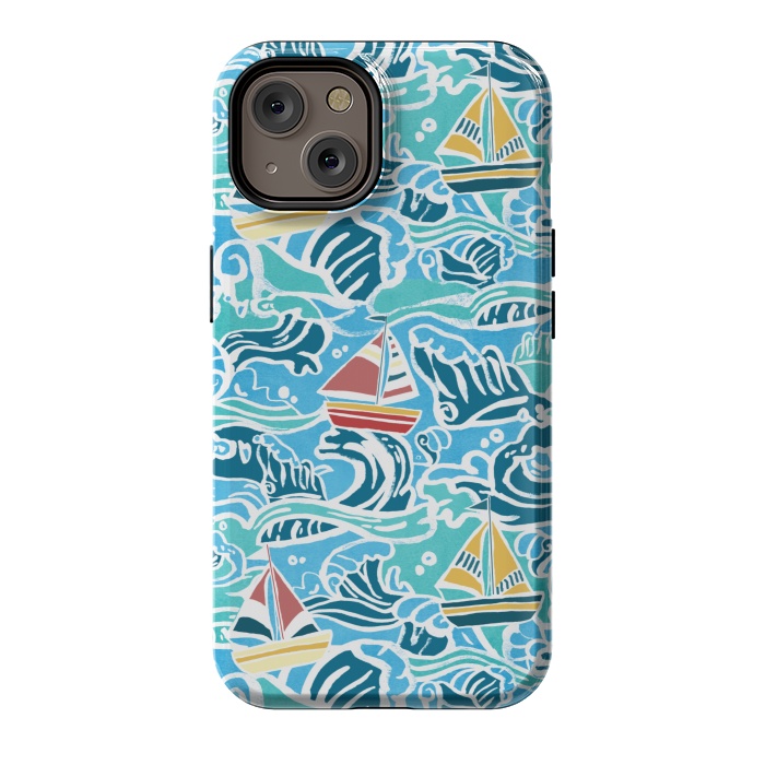 iPhone 14 StrongFit Sailboats & Waves by Tangerine-Tane