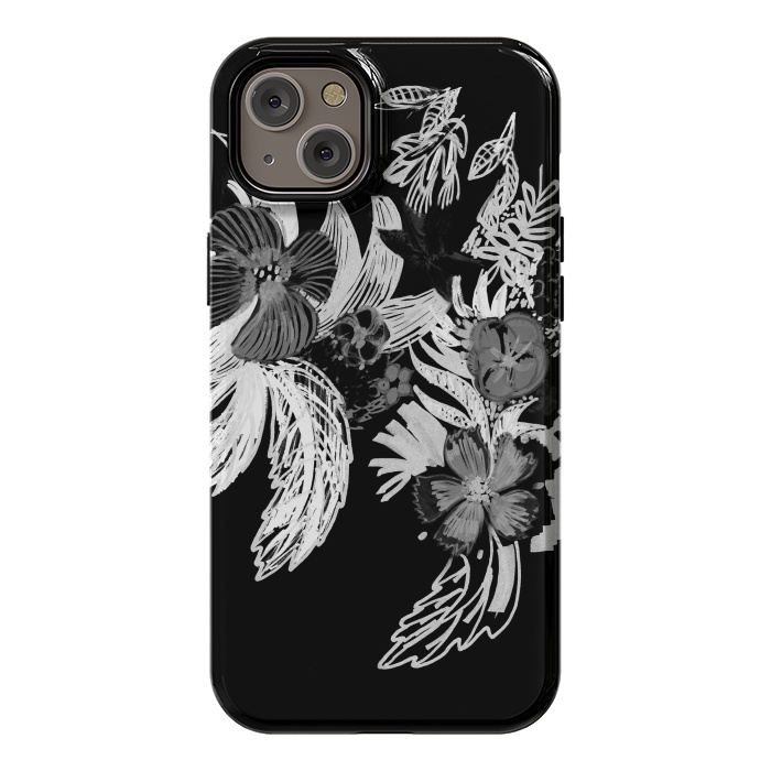 iPhone 14 Plus StrongFit Black and white marker sketched flowers by Oana 
