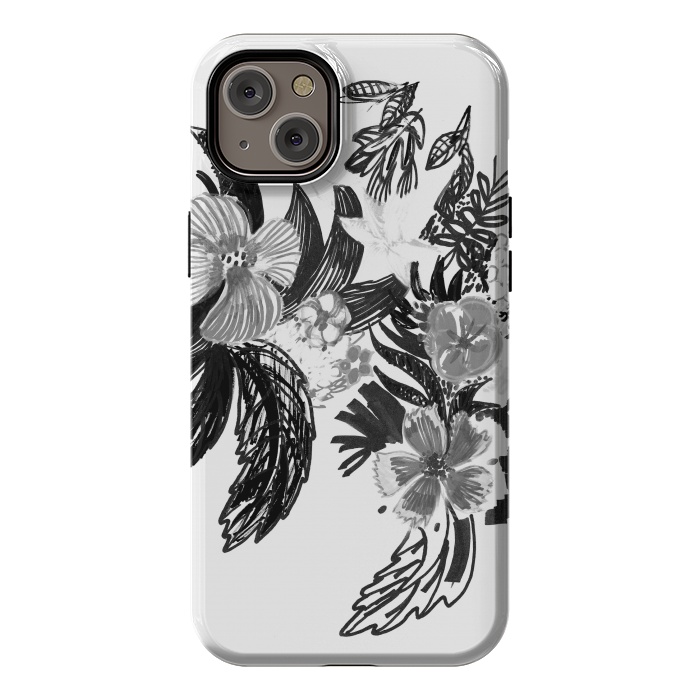 iPhone 14 Plus StrongFit Black ink sketched flowers by Oana 