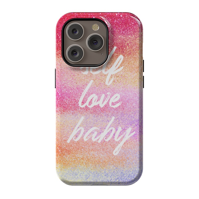 iPhone 14 Pro StrongFit Self Love colorful gradient glitter by Oana 