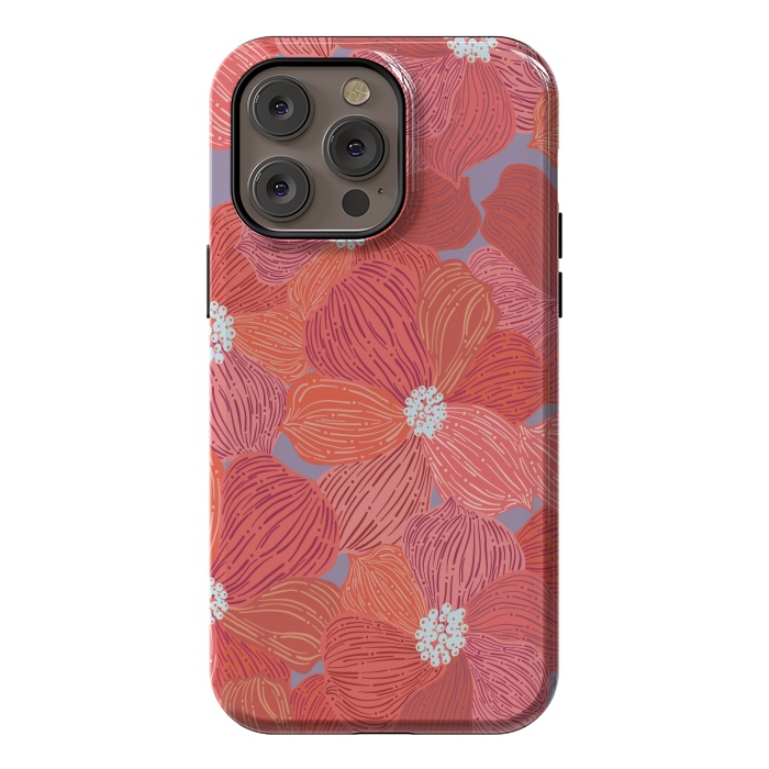iPhone 14 Pro max StrongFit Coral floral by Nina Leth