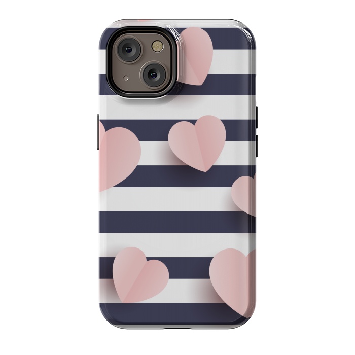 iPhone 14 StrongFit paper cut cute hearts by MALLIKA