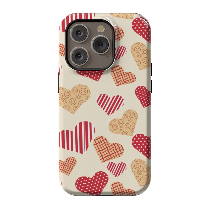 iPhone 14 Pro StrongFit RED GOLDEN HEARTS by MALLIKA