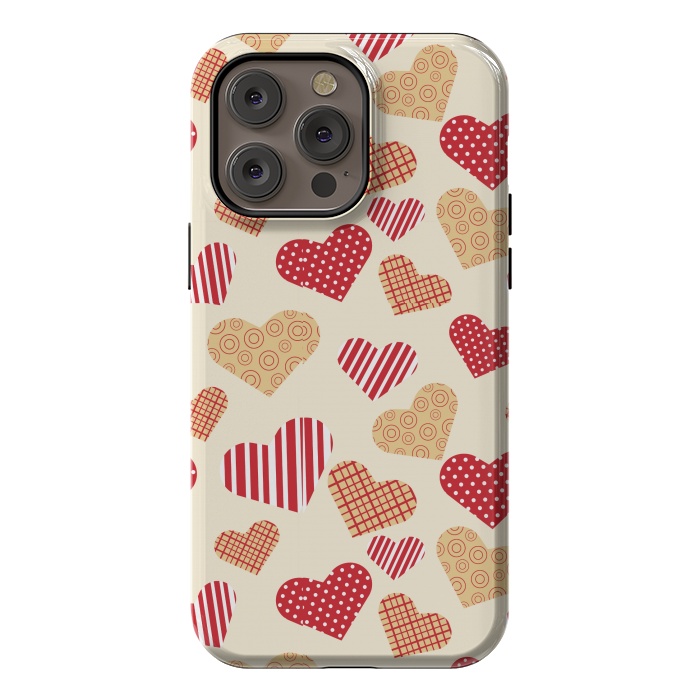 iPhone 14 Pro max StrongFit RED GOLDEN HEARTS by MALLIKA