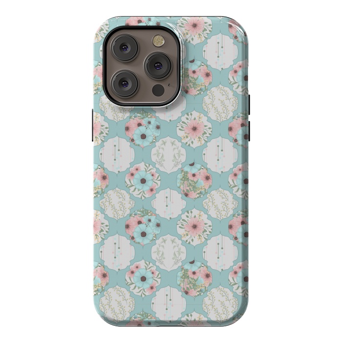 iPhone 14 Pro max StrongFit BLUE FLORAL PATCHWORK  by MALLIKA