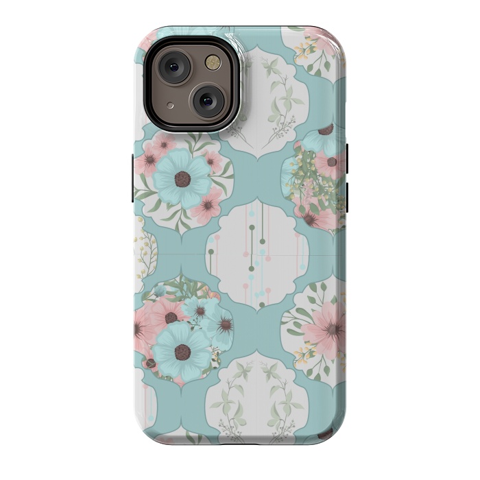 iPhone 14 StrongFit BLUE FLORAL PATCHWORK  by MALLIKA
