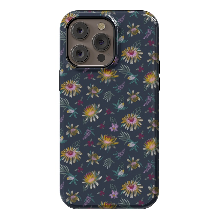 iPhone 14 Pro max StrongFit Blue Floral by Tishya Oedit