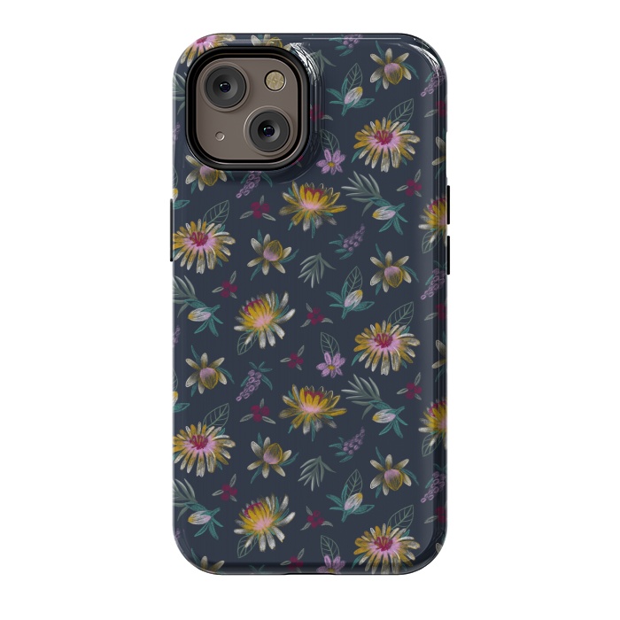 iPhone 14 StrongFit Blue Floral by Tishya Oedit
