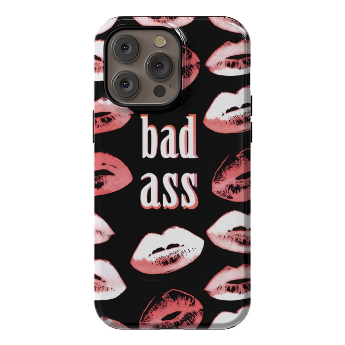 iPhone 14 Pro max StrongFit Badass lipstick kisses quote design by Oana 