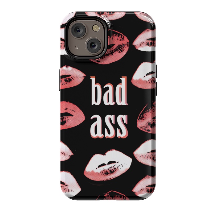 iPhone 14 StrongFit Badass lipstick kisses quote design by Oana 