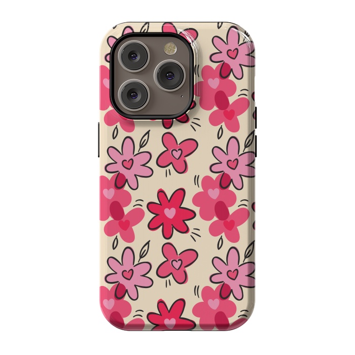 iPhone 14 Pro StrongFit FLORAL HEART PATTERN by MALLIKA