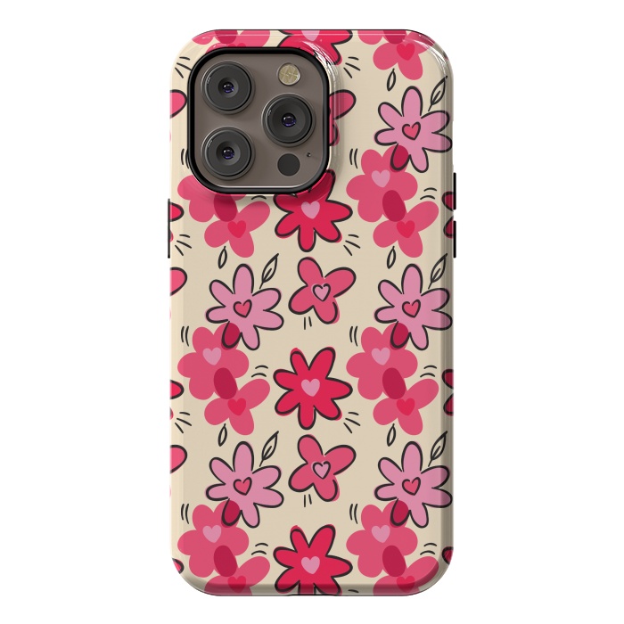 iPhone 14 Pro max StrongFit FLORAL HEART PATTERN by MALLIKA