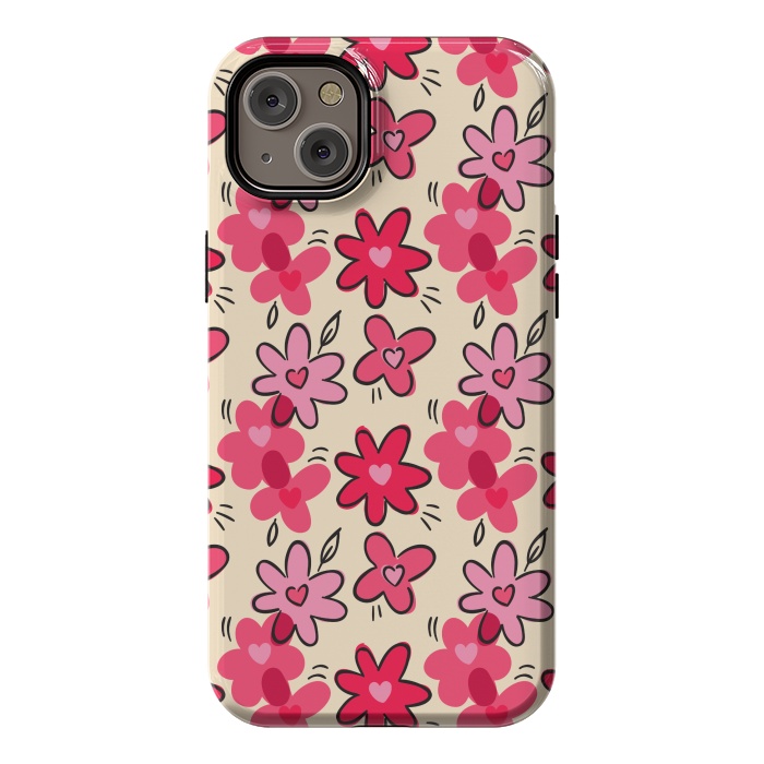 iPhone 14 Plus StrongFit FLORAL HEART PATTERN by MALLIKA