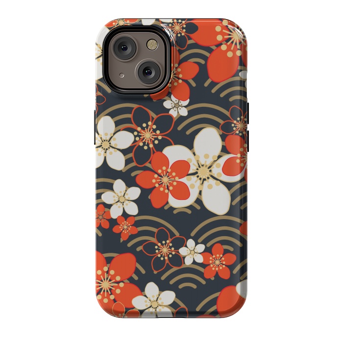 iPhone 14 StrongFit white floral ethnic pattern 2  by MALLIKA