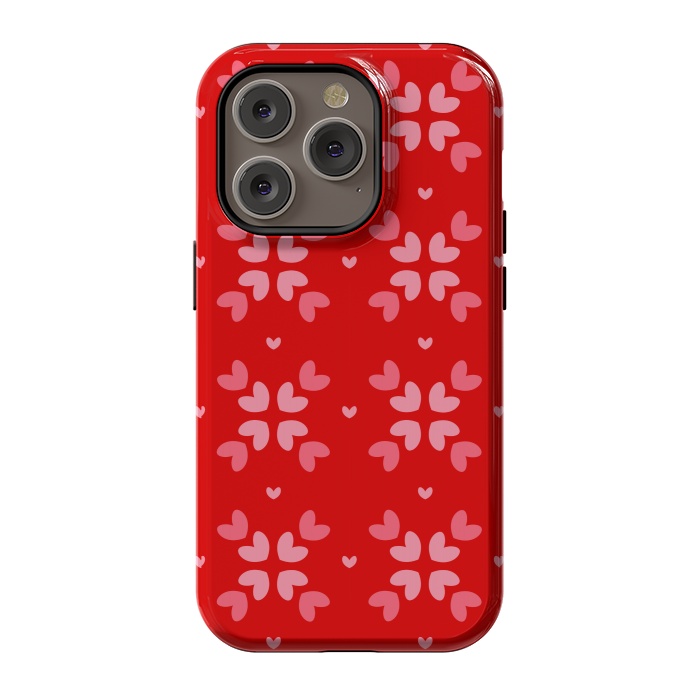 iPhone 14 Pro StrongFit cute hearts red pattern by MALLIKA