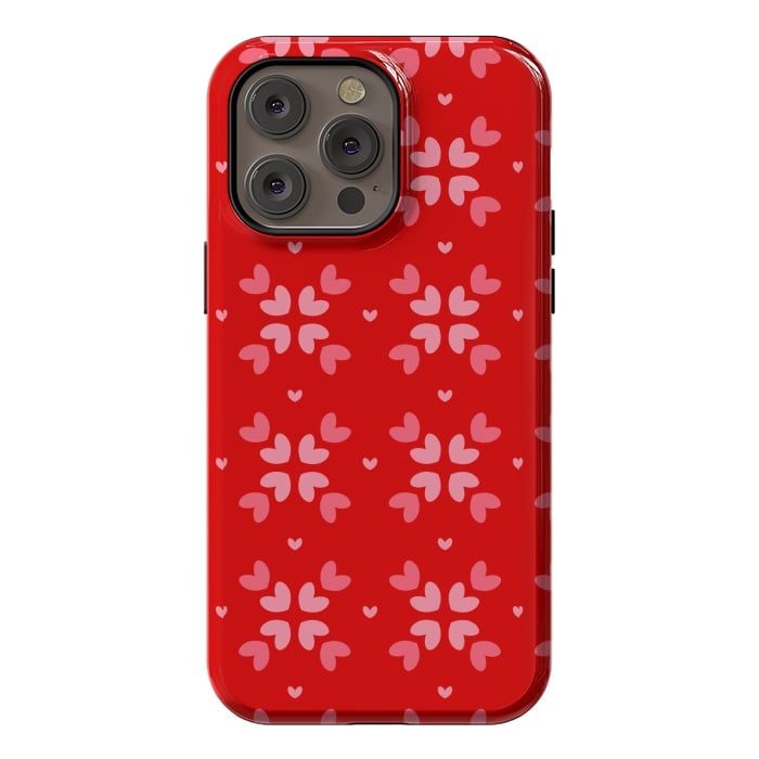 iPhone 14 Pro max StrongFit cute hearts red pattern by MALLIKA
