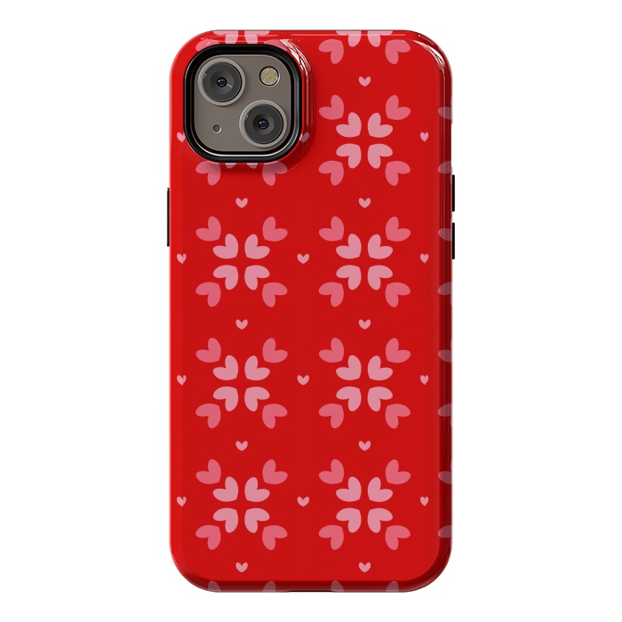 iPhone 14 Plus StrongFit cute hearts red pattern by MALLIKA