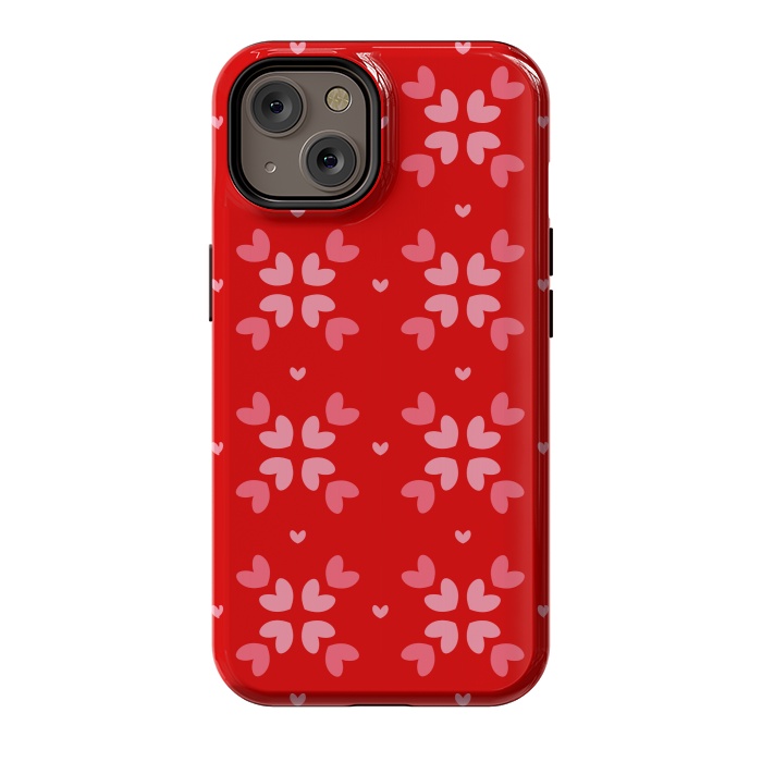 iPhone 14 StrongFit cute hearts red pattern by MALLIKA