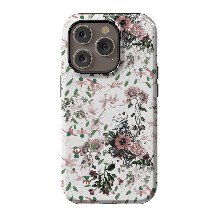 iPhone 14 Pro StrongFit Pastel pink wild flower meadow by Oana 