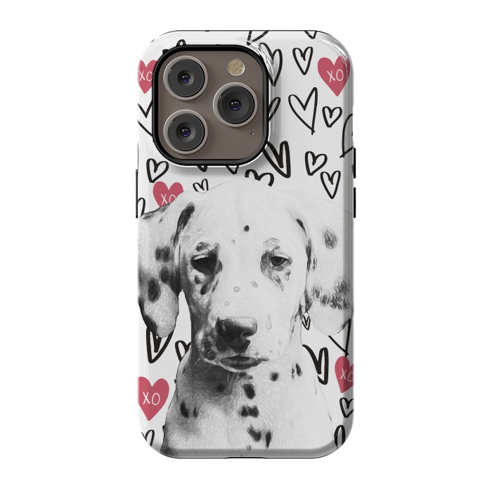 iPhone 14 Pro StrongFit Cute Dalmatian and hearts Valentine's day by Oana 