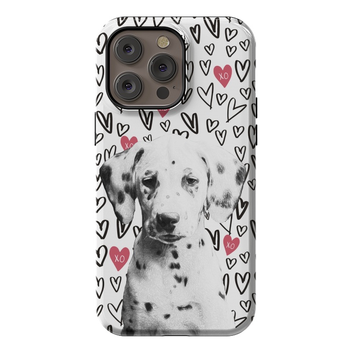 iPhone 14 Pro max StrongFit Cute Dalmatian and hearts Valentine's day by Oana 