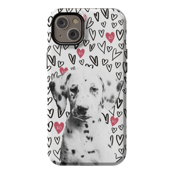 iPhone 14 Plus StrongFit Cute Dalmatian and hearts Valentine's day by Oana 